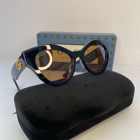 💯 - New Authentic GUCCI original GG0957S 003 51-19 Black Brown Sunglasses - Picture 1 of 13